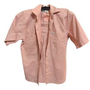 ILIO Shirt and Short Set Women's Size L Vintage Peach with White Polka Dots